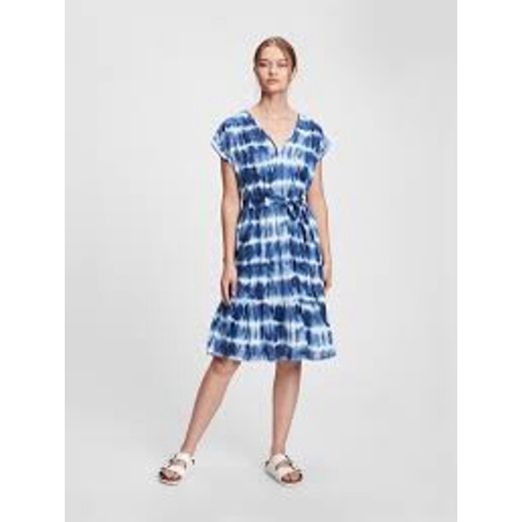 Gap Tie Dye Midi Dress Size L Blue White - Picture 1 of 9